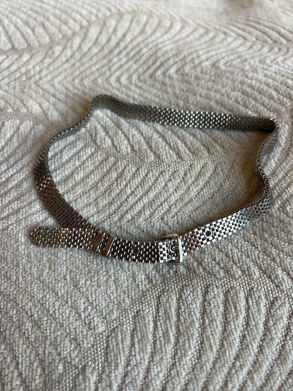 Vintage Silver Mesh Choker Necklace 15” | Metal Chain Collar Y2K Industrial Goth